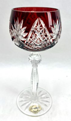 Crystal Knittel with Label Stem Glasses with Overlay Cut to Clear from Nachtmann, 1950s, Set of 6-MJY-1741994