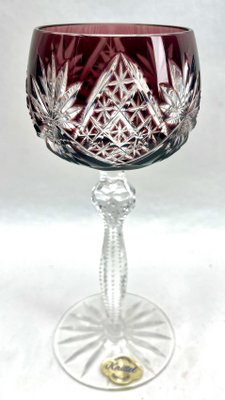 Crystal Knittel with Label Stem Glasses with Overlay Cut to Clear from Nachtmann, 1950s, Set of 6-MJY-1741994