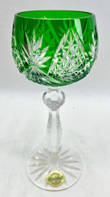 Crystal Knittel with Label Stem Glasses with Overlay Cut to Clear from Nachtmann, 1950s, Set of 6-MJY-1741994