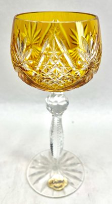 Crystal Knittel with Label Stem Glasses with Overlay Cut to Clear from Nachtmann, 1950s, Set of 6-MJY-1741994