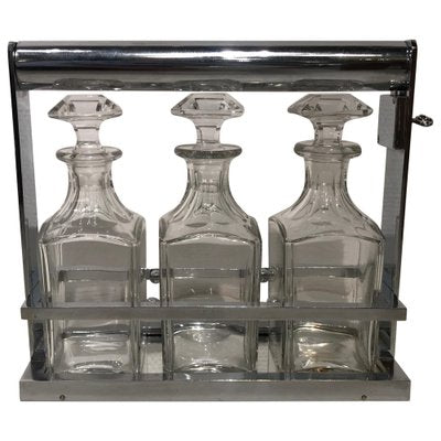 Crystal Liquor Bottle Set by Jacques Adnet for Baccarat, Set of 4-NJJ-955166