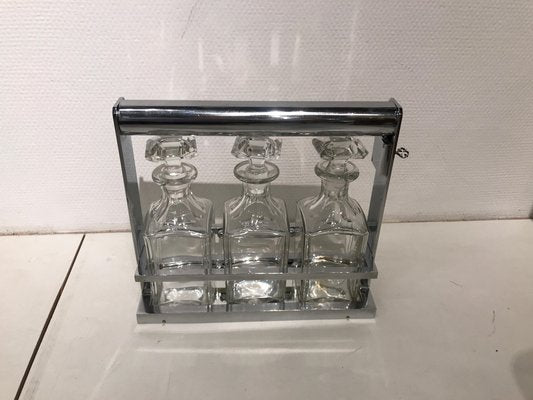 Crystal Liquor Bottle Set by Jacques Adnet for Baccarat, Set of 4-NJJ-955166