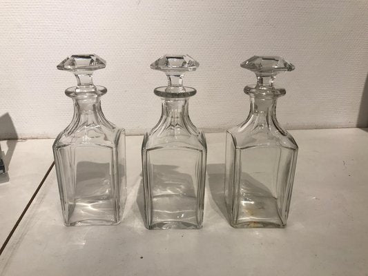 Crystal Liquor Bottle Set by Jacques Adnet for Baccarat, Set of 4-NJJ-955166