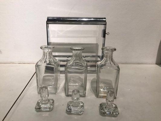 Crystal Liquor Bottle Set by Jacques Adnet for Baccarat, Set of 4-NJJ-955166