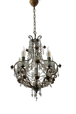 Crystal Macaroni Rose Chandelier, 1950s-JJC-1801295