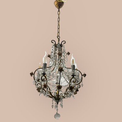 Crystal Macaroni Rose Chandelier, 1950s-JJC-1801295