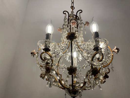 Crystal Macaroni Rose Chandelier, 1950s-JJC-1801295