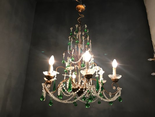 Crystal & Murano Glass Chandelier, 1950s-JJC-574861