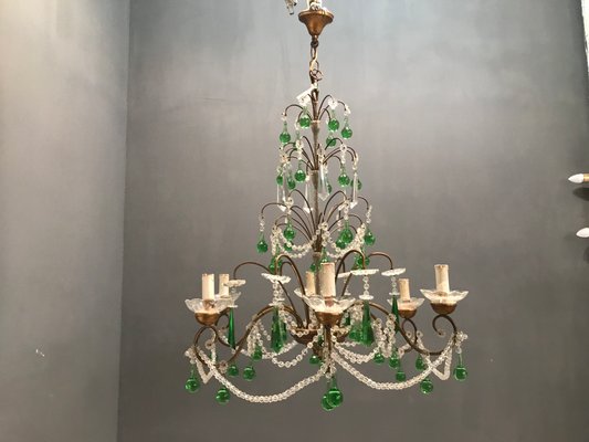 Crystal & Murano Glass Chandelier, 1950s-JJC-574861