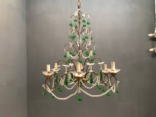 Crystal & Murano Glass Chandelier, 1950s-JJC-574861