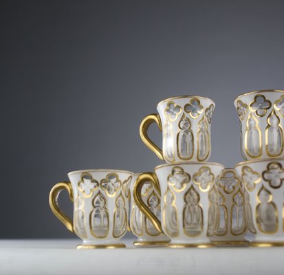 Crystal Overlay Coffee Service from Saint-Louis, France, 1800s, Set of 12-KEM-2040383