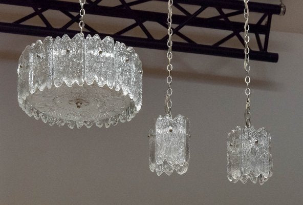 Crystal Pendant with Bar Lights by Carl Fagerlund from Orrefors, 1960s, Set of 3-JE-1738632