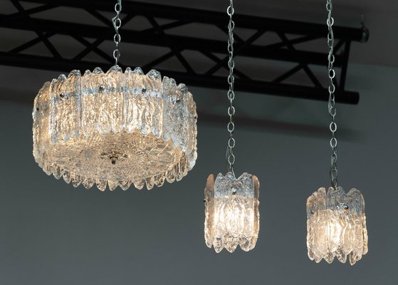 Crystal Pendant with Bar Lights by Carl Fagerlund from Orrefors, 1960s, Set of 3-JE-1738632