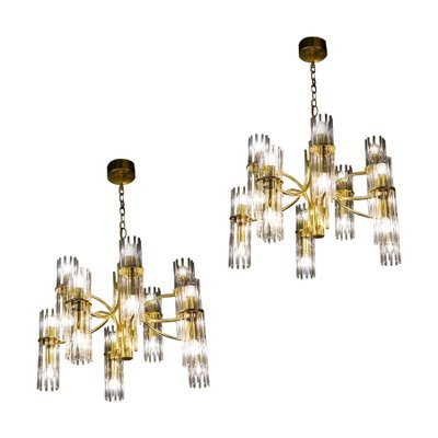 Crystal Rod and Brass Chandelier or Lantern by Gaetano Sciolari, 1960s-MBH-1031760