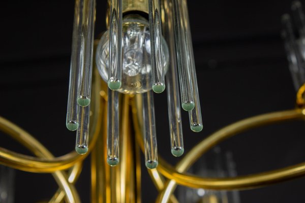 Crystal Rod and Brass Chandelier or Lantern by Gaetano Sciolari, 1960s-MBH-1031760