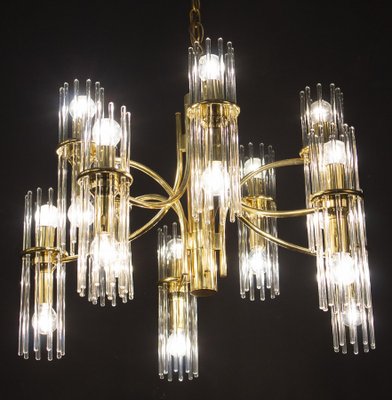 Crystal Rod and Brass Chandelier or Lantern by Gaetano Sciolari, 1960s-MBH-1031760