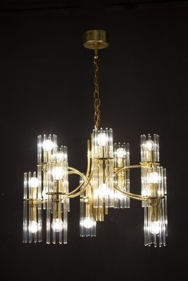 Crystal Rod and Brass Chandelier or Lantern by Gaetano Sciolari, 1960s-MBH-1031760