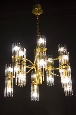 Crystal Rod and Brass Chandelier or Lantern by Gaetano Sciolari, 1960s-MBH-1031760