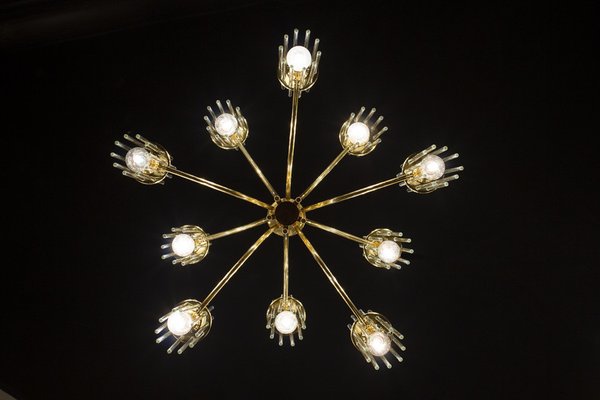 Crystal Rod and Brass Chandelier or Lantern by Gaetano Sciolari, 1960s-MBH-1031760