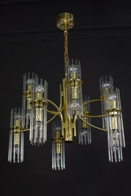 Crystal Rod and Brass Chandelier or Lantern by Gaetano Sciolari, 1960s-MBH-1031760