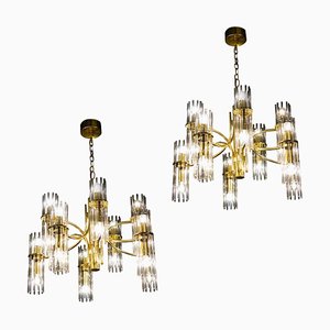 Crystal Rod and Brass Chandelier or Lantern by Gaetano Sciolari, 1960s-MBH-1031760