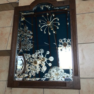 Crystal Sanded Mirror with Wooden Frame, 1960s-WQQ-618603