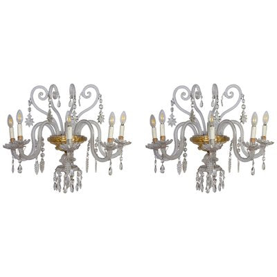 Crystal Scones or Wall Lights, Italy, 1940s, Set of 2-MBH-2022354