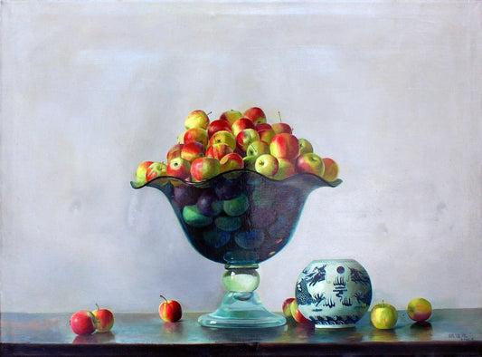 Crystal Vase with apples - Original Oil on Canvas - 2001 2001