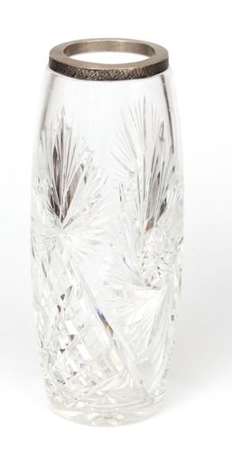 Crystal Vase with Silver Finish