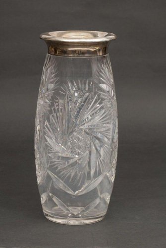 Crystal Vase with Silver Finish