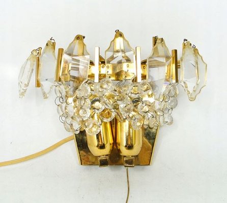 Crystal Wall Lamp, Poland, 1970s-BKO-1423106