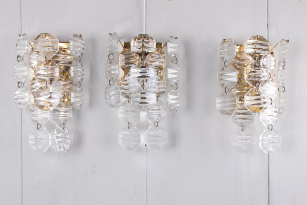 Crystal Wall Lamps from J.T. Kalmar, 1960s, Set of 3-EZZ-1138728