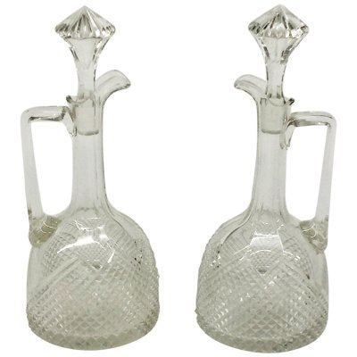 Crystal Wine or Liqueur Bottles With Diamond Cut Sharpening, Set of 2-UCH-1224805