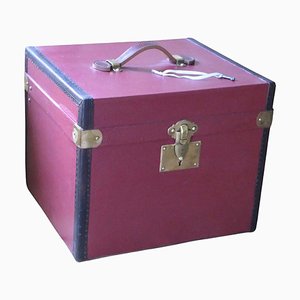 Cube Shape French Red Canvas Trunk, 1930s-YF-1328228