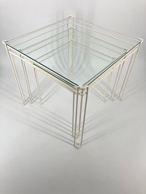 Cube-Shaped Nesting Tables in Metal and Glass, Set of 3-CZ-2018390