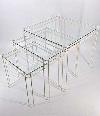 Cube-Shaped Nesting Tables in Metal and Glass, Set of 3-CZ-2018390