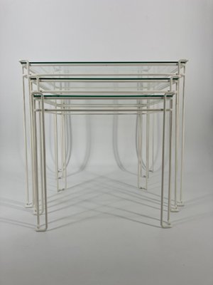 Cube-Shaped Nesting Tables in Metal and Glass, Set of 3-CZ-2018390