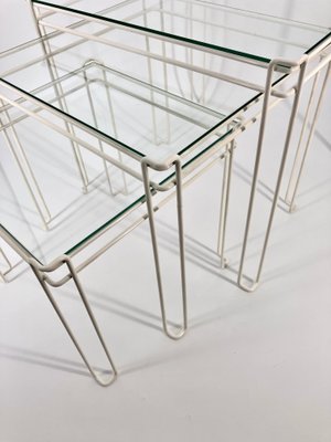 Cube-Shaped Nesting Tables in Metal and Glass, Set of 3-CZ-2018390