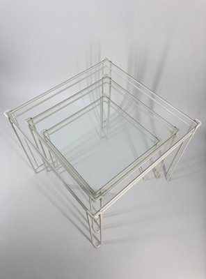 Cube-Shaped Nesting Tables in Metal and Glass, Set of 3-CZ-2018390