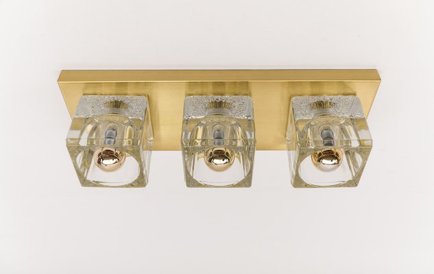 Cube Wall Sconce in Ice Glass by Koch & Lowy for Peill & Putzler, Germany, 1960s-KQB-1765847