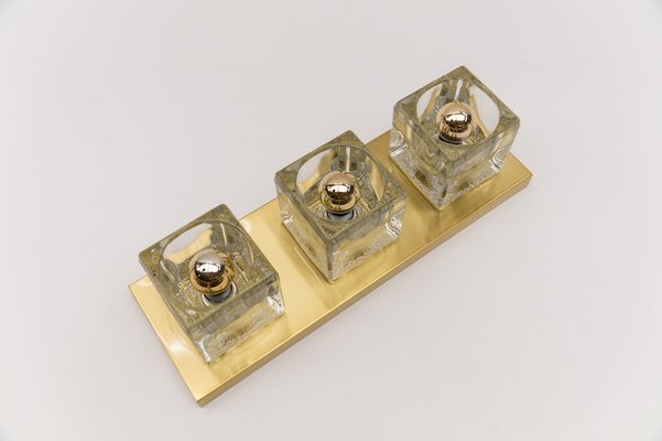 Cube Wall Sconce in Ice Glass by Koch & Lowy for Peill & Putzler, Germany, 1960s-KQB-1765847