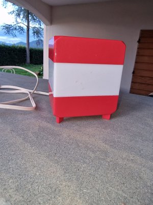 Cubic Bedside Lamp in Red and White Methacrylate, 1970s-EBW-2036250