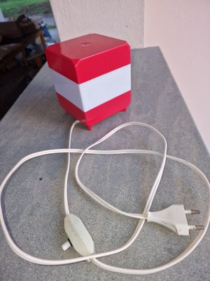 Cubic Bedside Lamp in Red and White Methacrylate, 1970s-EBW-2036250