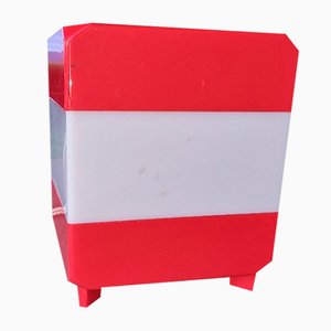 Cubic Bedside Lamp in Red and White Methacrylate, 1970s-EBW-2036250