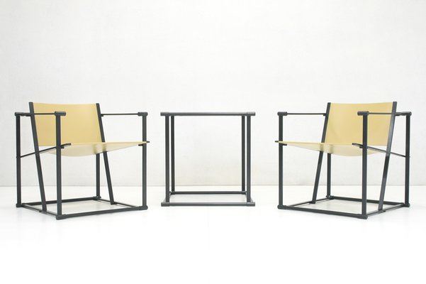 Cubic FM60 Chairs & Table by Radboud van Beekum for Pastoe, 1980s, Set of 3-SES-1007350