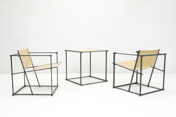 Cubic FM60 Chairs & Table by Radboud van Beekum for Pastoe, 1980s, Set of 3-SES-1007350