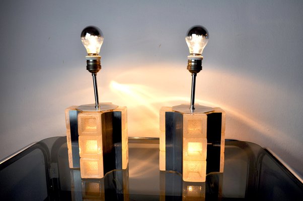 Cubic Lamps in Murano Glass by Albano Poli for Poliarte, Italy, 1960s, Set of 2-EJE-1373506