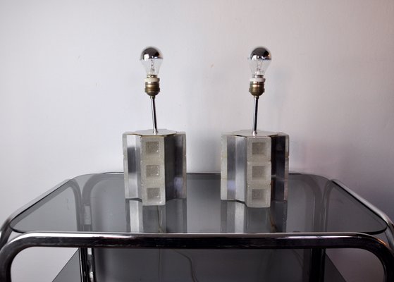 Cubic Lamps in Murano Glass by Albano Poli for Poliarte, Italy, 1960s, Set of 2-EJE-1373506