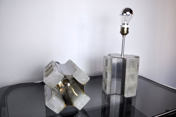 Cubic Lamps in Murano Glass by Albano Poli for Poliarte, Italy, 1960s, Set of 2-EJE-1373506