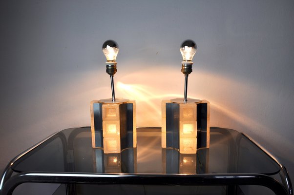 Cubic Lamps in Murano Glass by Albano Poli for Poliarte, Italy, 1960s, Set of 2-EJE-1373506